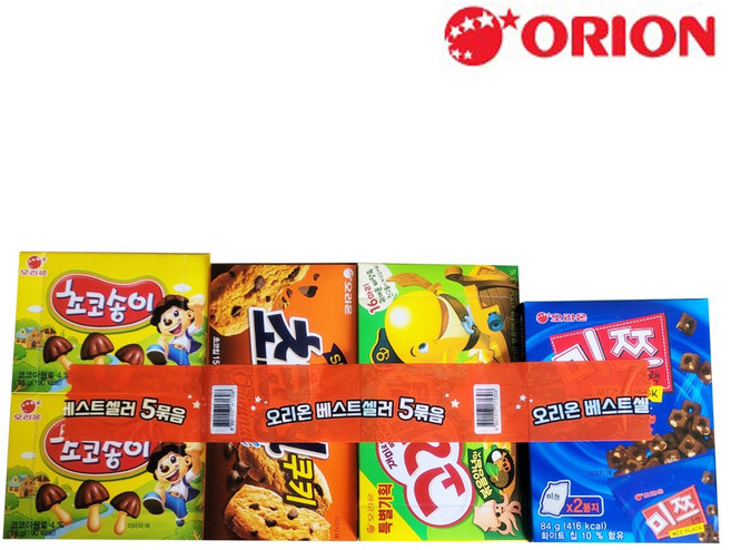 오리온 과자번들 5P(초코송이 초코칩 고래밥 미쯔)x3, 단품, 36g