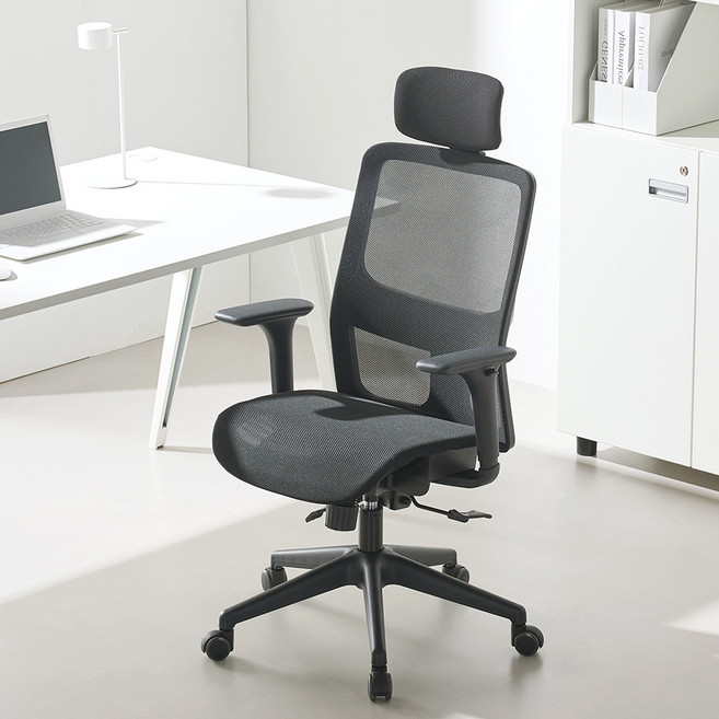 체어스코 국내생산 에어블 프로 풀메쉬 책상 컴퓨터 사무용 사무실 공부 학생의자 조절팔세트, 딥블랙