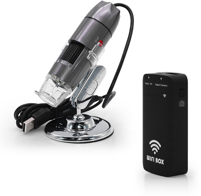 광학 현미경 스마트폰 과학실험 디지털 초정밀 형 휴대용, 1개, 그레이/1000x/무선 박스 포함