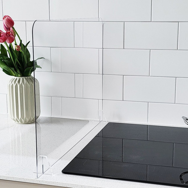 인덕션가림막 PC 투명 인덕션가드 가스렌지칸막이 기름튐방지 싱크대물막이 오염방지 칸막이, 1개