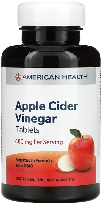 American Health Apple Cider Vinegar 아메리칸 헬스 애플 사이다 비니거 480mg 200정, 1개 - 쿠팡