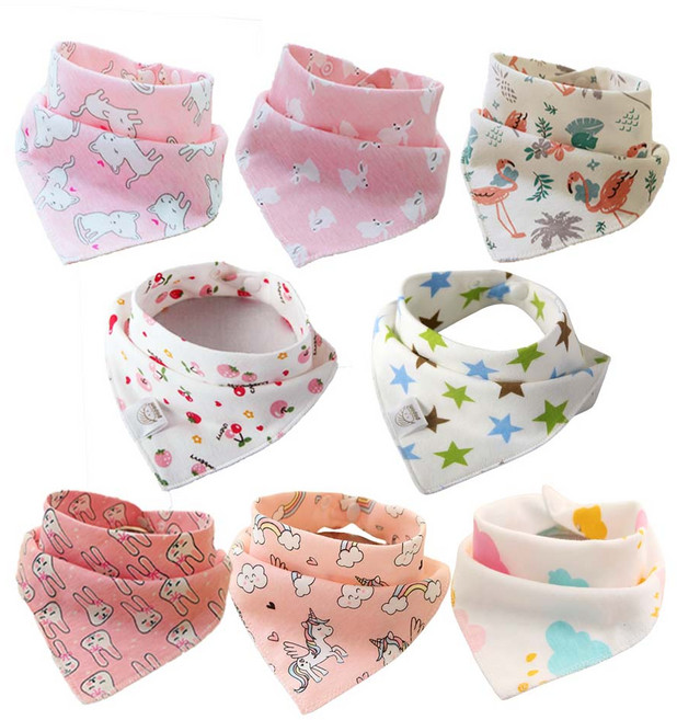 감성팩토리 삼각 순면 투버튼 턱받이 8종