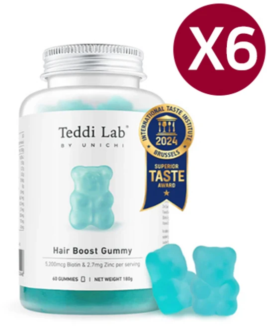 유니치 헤어 부스트 5200mg 비오틴 아연 씨솔트 청포도맛 60구미X6, 60정 - 쿠팡