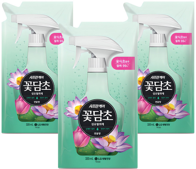 샤프란꽃담초 섬유탈취제 연꽃향 리필, 320ml, 3개