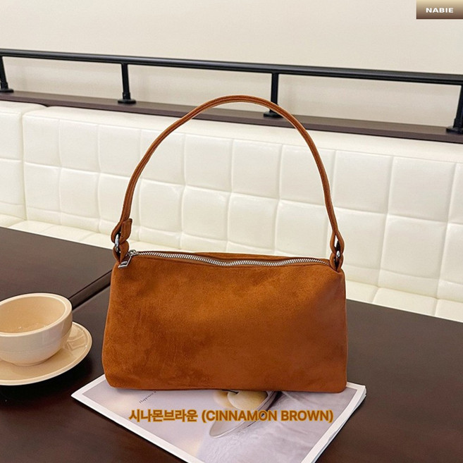 나비에 여성 스웨이드 가방 미니 토드 숄더백