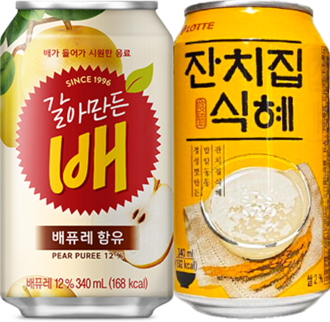 해태 갈아만든 배 잔치집 식혜 3캔씩 뚱캔 340ml x 6캔