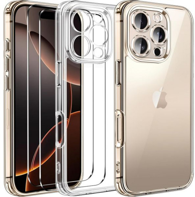 스마트폰 케이스 삼성 갤럭시 S26 플러스 6.7인치용 아이볼러 3-in-1 2팩 강화 유리 스크린 프로텍터 전체 커버리지 군용 등급 보호 슬림 폰 범퍼 커버 클리어 노란색 없