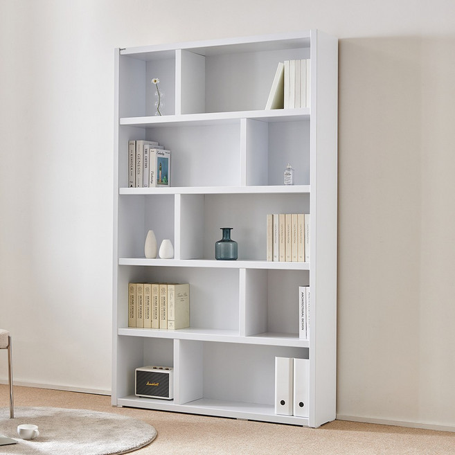 동서가구 피츠 엘 36T 1200 A타입 5단 책장 책꽂이 수납장 DF918065, 올화이트