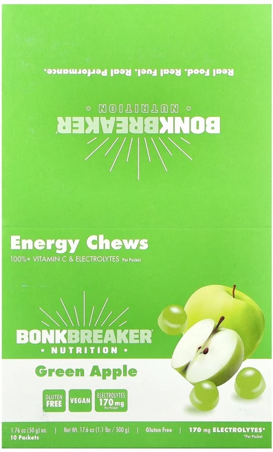Bonk Breaker 에너지 츄 청사과 10팩 개당 50g(1.76온스) - 쿠팡