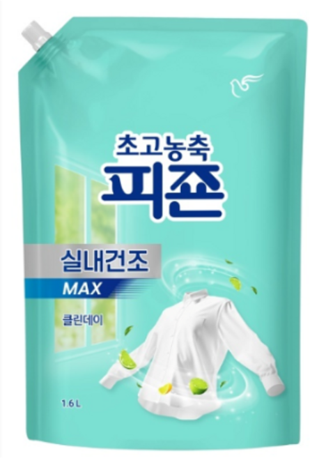 피죤 초고농축 실내건조 섬유유연제 MAX 클린데이, 1.6L, 5개