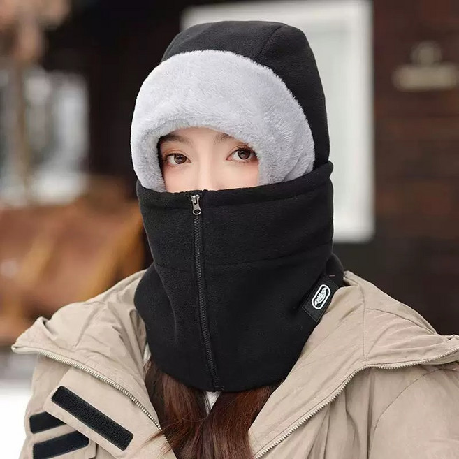[재고 정리 세일]방한 방풍 넥워머 일체형 모자 겨울 남녀 공용 자전거 오토바이 헬멧 이너 두건