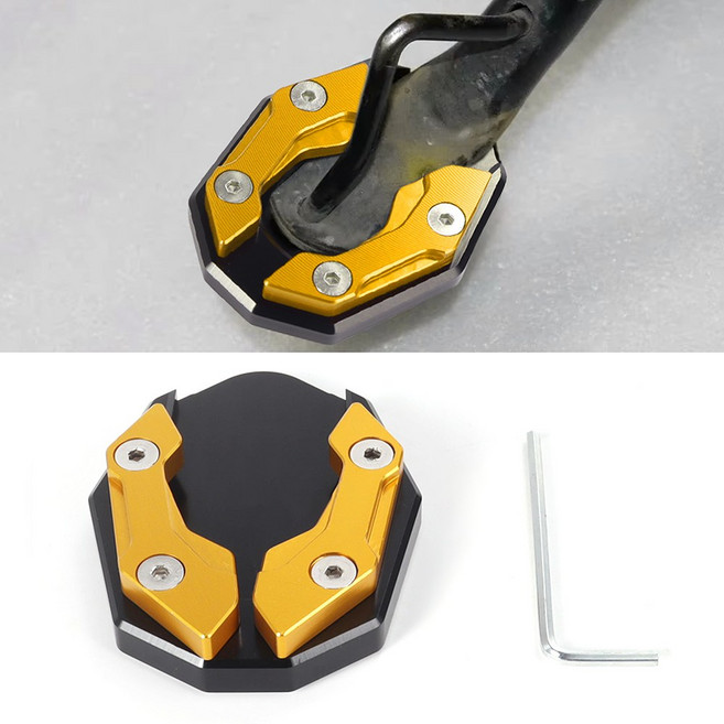 오토바이 발판 사이드 스탠드 확대 플레이트 지지대 측면 킥 스탠드 확장, 1개