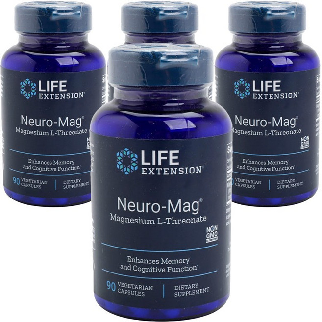 LIFE EXTENSION Neuro-Mag L-蘇糖酸鎂 素食膠囊, 90錠, 4個