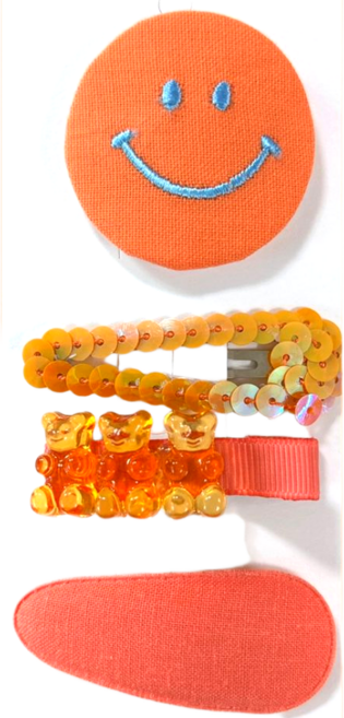 럭키치키 스마일헤어핀 4종세트 5colors 키치룩