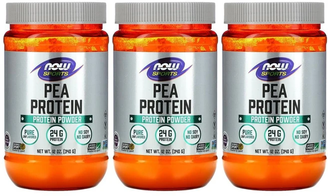 [2+1] NOW Foods 나우푸드 스포츠 PEA 프로틴 파우더 340g 무향 퓨어 완두콩 단백질 Protein powder Pure Unflavored 3개 - 쿠팡