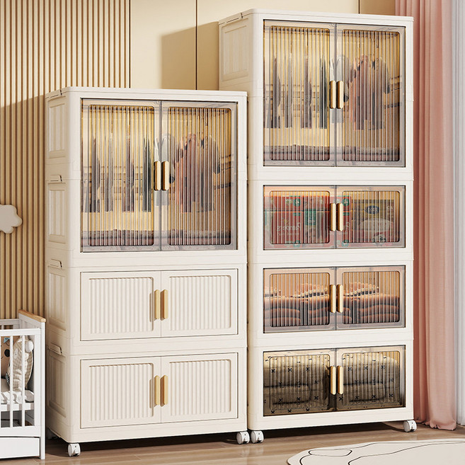 5초 완성 접이식 간이옷장 조립식수납장 이쁜 아이방, 빅사이즈 70cm 옷걸이 1개 수납 1개 혼합