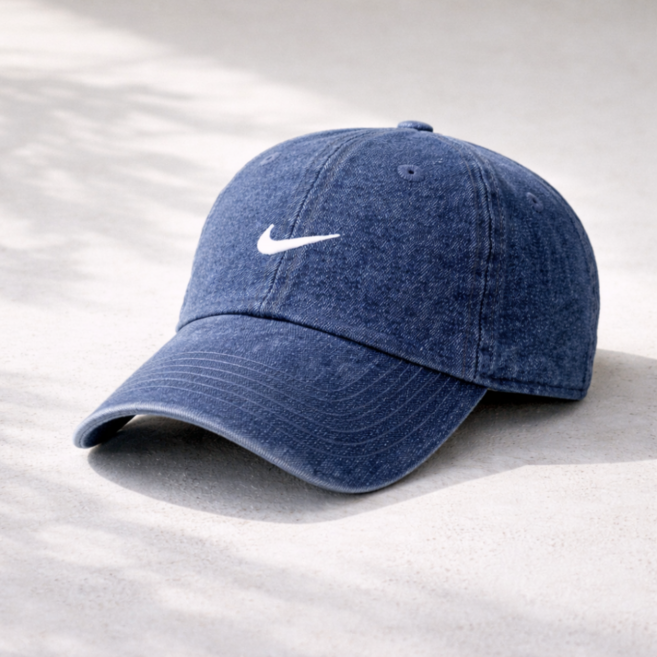 나이키 워시드 데님 미드핏 커브 볼캡