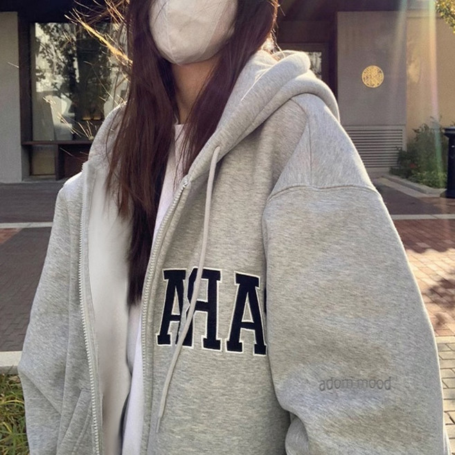 어던무드 남성 여성 후드집업 빅사이즈 오버핏 점퍼 간절기 레터링