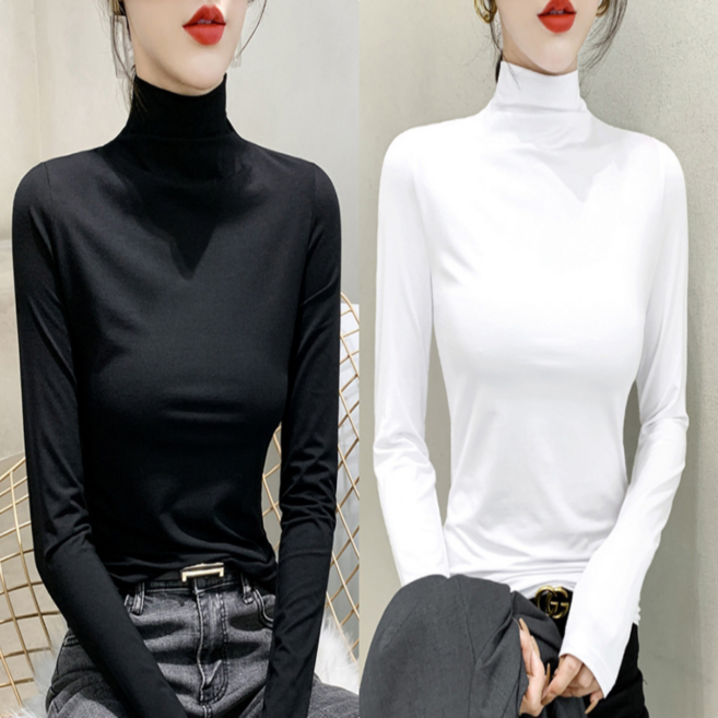 일월전빵 2p 가을겨울 무지 기모 목폴라 긴팔 티셔츠 B-C014