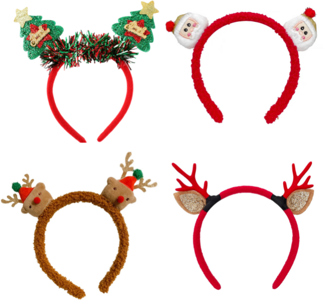 뷰티 크리스마스 산타 루돌프 파티 머리띠 4종세트