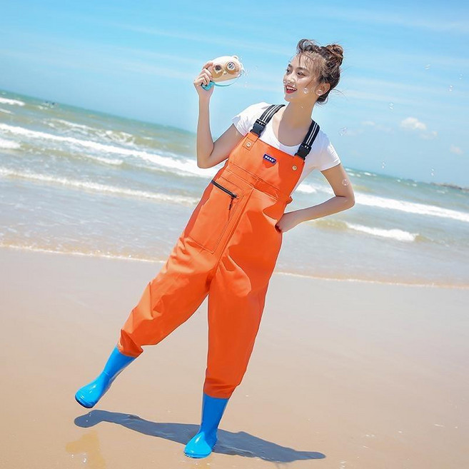 장화 바지 갯벌체험옷 가슴 작업용 장비 해루질 허리 농사 고기잡이 방한 갯벌 일체형 전신, 240, 오렌지