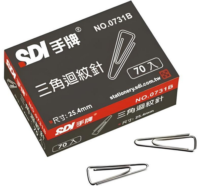 SDI 手牌 0731B 三角迴紋針 (25.4mm) 70 入, 1個