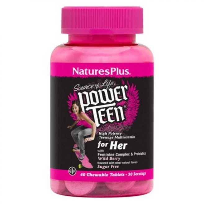 NaturesPlus Source of Life® Power Teen® for Her Chewable Multi-Vitamin Wild Berry -- 60 Tablets, 1개, 1개, 60정 - 쿠팡