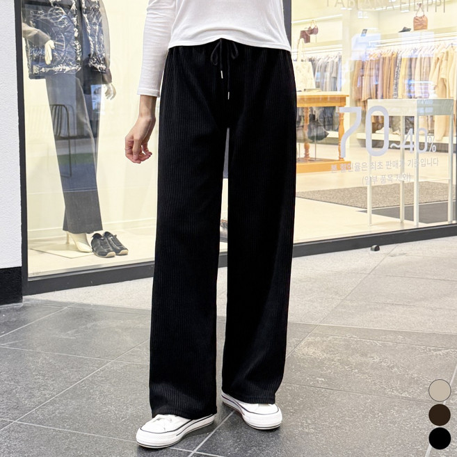 끌로이 여성 골덴 밴딩팬츠 일자핏 와이드팬츠 여자 가을바지 코듀로이 팬츠