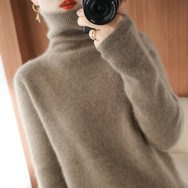 캐시미어 100 니트 목폴라 터틀넥 울 스웨터 여성