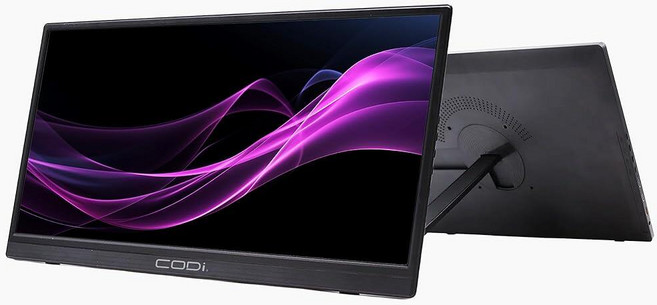 CODi 15.6인치 휴대용 풀 HD 모니터 킥스탠드 및 파워 딜리버리 포함, CODi 15.6인치 휴대용 풀 HD 모니터, 킥스탠드