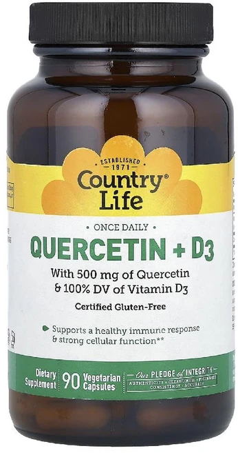 컨트리라이프 퀘르세틴 Quercetin 비타민D3 콜레칼시페롤 베지캡슐 90정, 1개 - 쿠팡