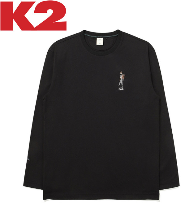 K2 남성 긴팔 티셔츠 OLA 베이직 라운드 에코 블랙 KMU24229Z1