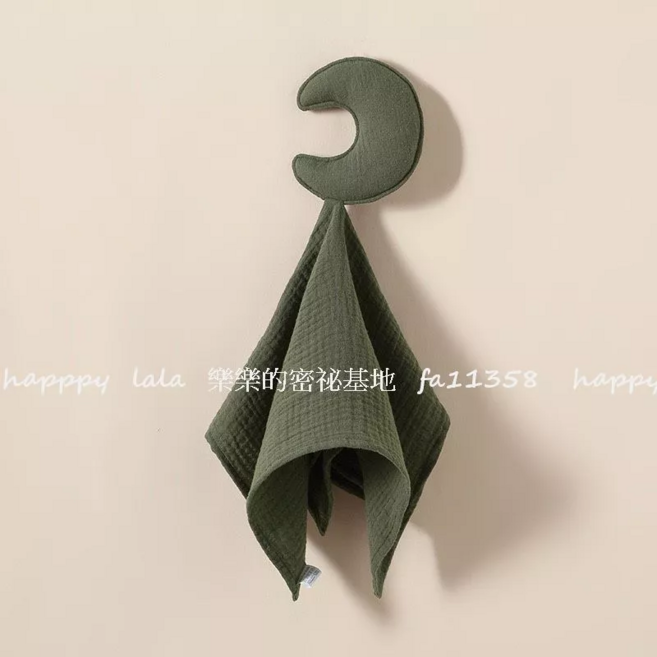 寶寶安撫巾 月亮造型 柔軟紗布安撫巾 安撫巾 嬰兒安撫, 19 月亮-墨綠, 1個