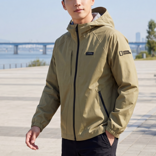 내셔널지오그래픽 남성 ERUP 경량 후드 바람막이 3종 방풍 자외선 차단 점퍼 재킷