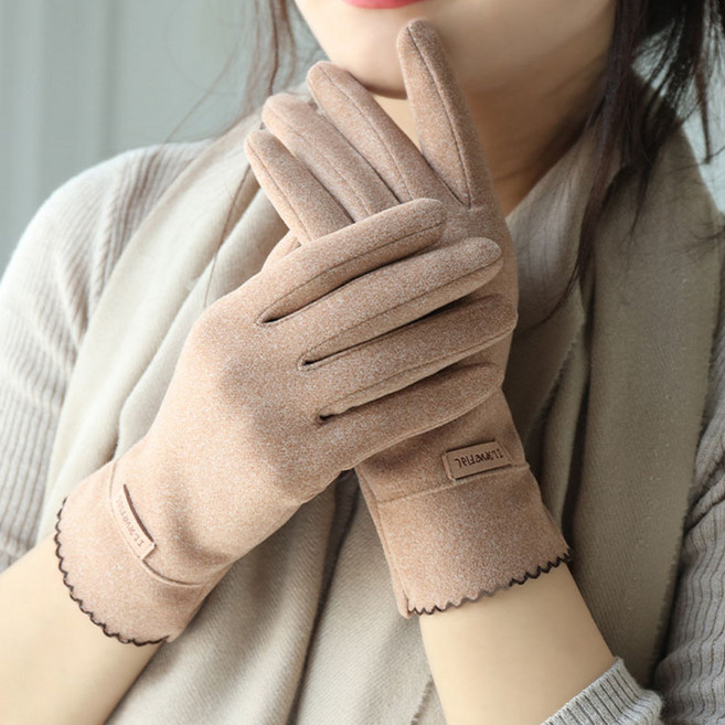 여성 벨벳 장갑 라벨 방한 스마트폰 터치 등산 운전 겨울 장갑