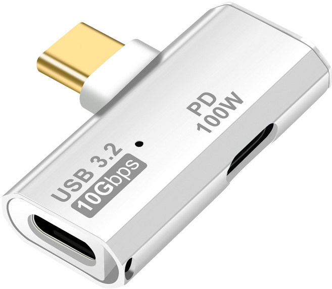 USB C OTG 어댑터 타입C 100W PD 듀얼 USB C 분배기 아이폰15 Pro Max 삼성S22 S23 맥북 구글TV 크롬캐스트2020 호환, 1개, 흰색, 36mm