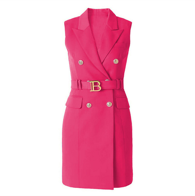 여성용 민소매 레드 벨트 베스트 패션 정장 원피스 조끼 뉴타임즈 02CW2301