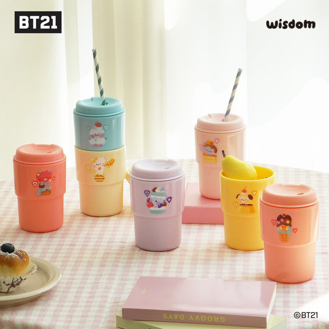 BT21 미니니 스위티 텀블러 보온 보냉 보틀 코야 알제이 슈키 망 치미 타타 쿠키, 300ml, 망 MANG, 1개