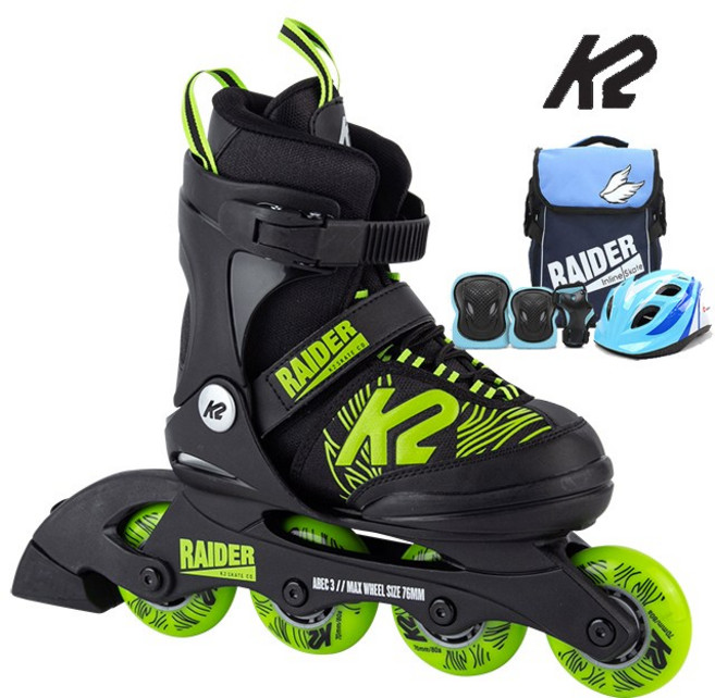 K2 레이더 2025년 정품 아동 인라인+가방+보호대+헬멧, 가방+보호대+헬멧-블랙세트, 1개