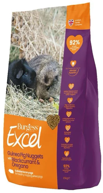 Burgess 伯爵 天竺鼠專用飼料 黑加侖奧勒岡配方, 1.5kg, 1包