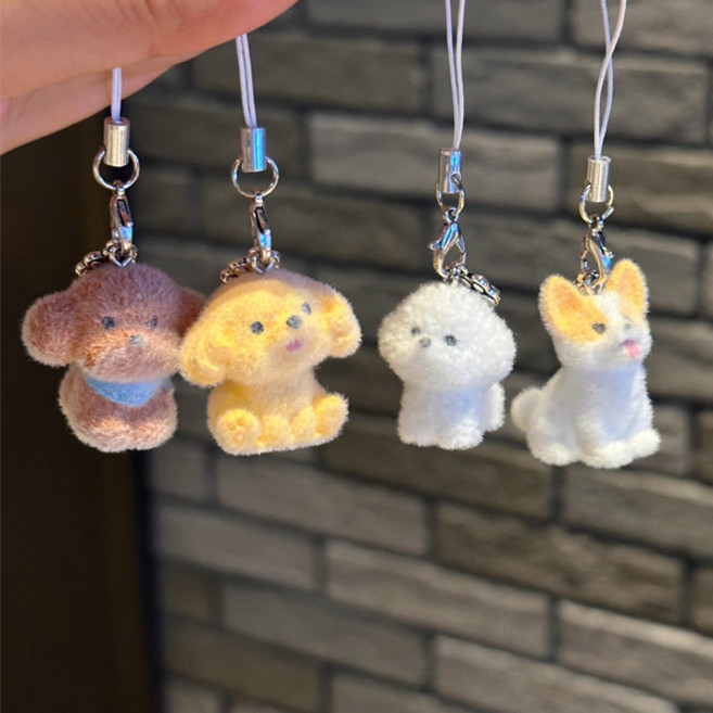 귀여운 미니 강아지 키링 열쇠고리, 4개, 멀티