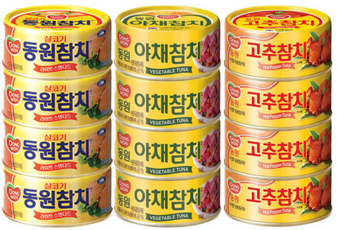 동원 살코기참치 + 야채참치 + 고추참치, 4개, 90g