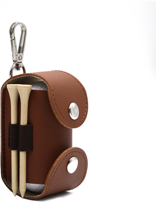 리비움 투볼 심플 가죽 골프공 주머니 R-73, 1개, 브라운