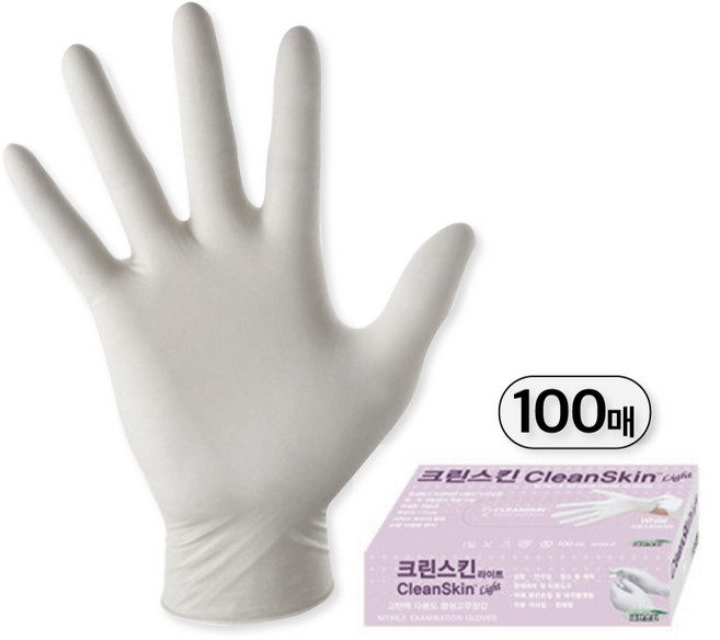 크린스킨 라이트 화이트 니트릴장갑 100매, 중(M), 1개