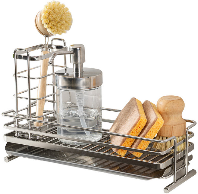오리지니크 스텐 압연 싱크캐디 수세미 컵 건조대 주방 거치대, 1개