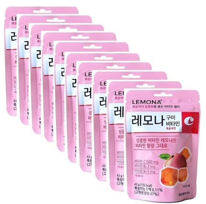 경남 레모나 구미 비타민C 젤리 복숭아맛 43g x 10개
