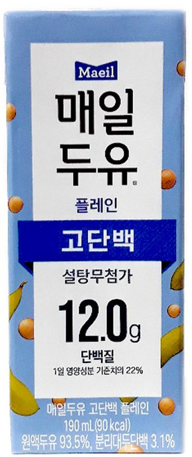 매일유업 매일두유 고단백, 190ml, 12개