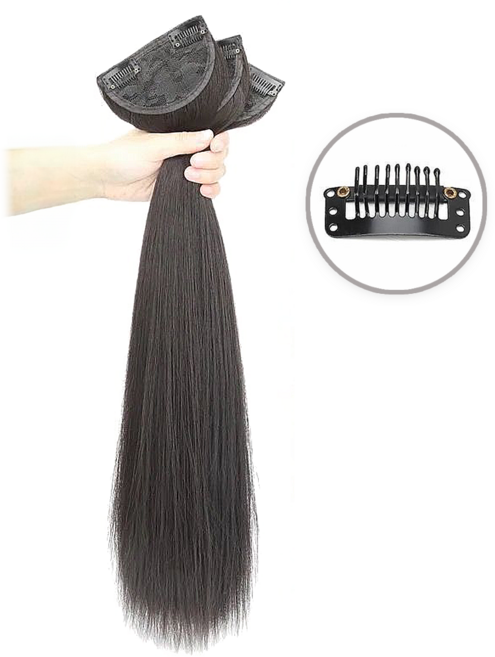 디엔오 묶음머리 가발 생머리 피스 부분 가발 3개 55Cm, 네츄럴 블랙