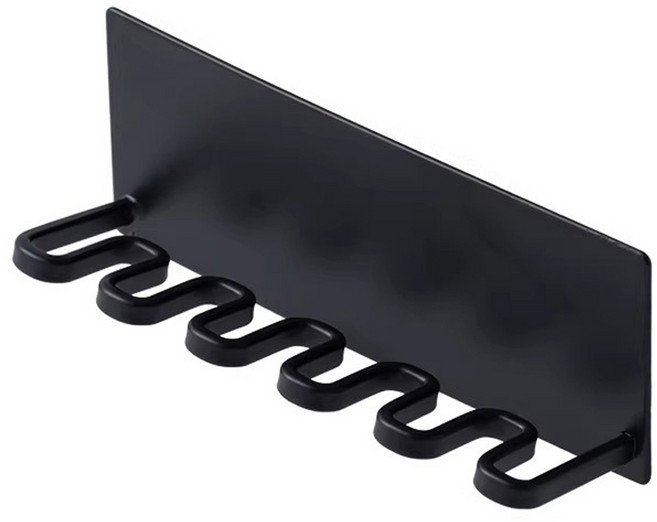 투데이리빙 무타공 심플 5구 칫솔 걸이 양치컵 치약 면도기 꽂이 거치대 욕실 공중부양 부착형 수납형 정리대, 1세트, 블랙