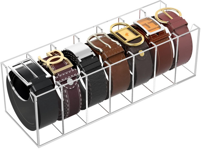 벨트 수납 상자 옷장용 아크릴 벨트 수납대 넥타이와 보타이 전시 상자 벨트수납함 벨트 보관함 스카프 정리함 스카프 정리 걸이 벨트수납함 벨트보관함 벨트 정리함 보관함, 7칸 수납, 1세트